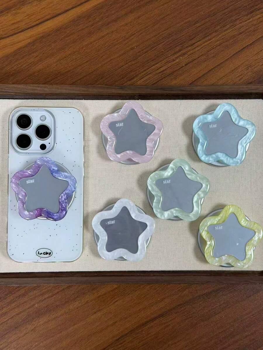 Star-Shaped Mirror Magnetic Phone Holder, With Magnetic Ring, Multifunctional Desktop Stand, Slouchy Portable Bracket - Multicolor - View 1