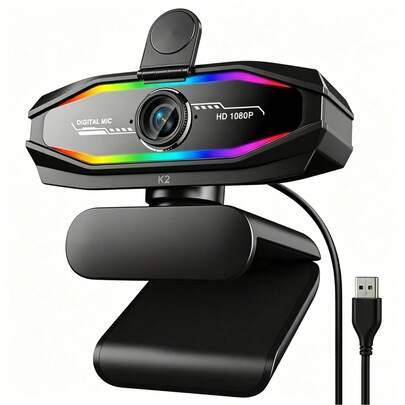  Webcam 1080P Diccik 108OP con micrófono, videollamada Full HD, webcam con corrección de iluminación de alta definición para transmisión en vivo, cámara de computadora USB con cubierta de privacidad e indicador de sincronización, plug and play