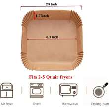 50/100/200Pcs 6.3-8 Inch Disposable Air Fryer Paper Liners, Non-Stick Oil-Proof Baking Paper, Waterproof Grease Resistant Liner Paper For Air Fryer Oven Cooking - 查看 2