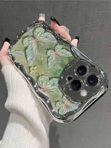 1pc Colorful Green Butterfly Design Phone Case Compatible With Apple 16/15/14 Pro Max, 13/12 Electroplated Mirror - Green - View 1