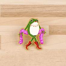Cute Frog Enamel Brooch, Fashion Lapel Pin Badge, Backpack & Clothing Accessory, Animal Jewelry, Gift For Friends - Green - View 4