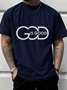 Camiseta de hombre 100% algodón puro con estampado de letras de fe cristiana "GOD IS GOOD", camiseta religiosa transpirable y ligera para primavera y verano, de manga corta. - Rojo - Ver 7