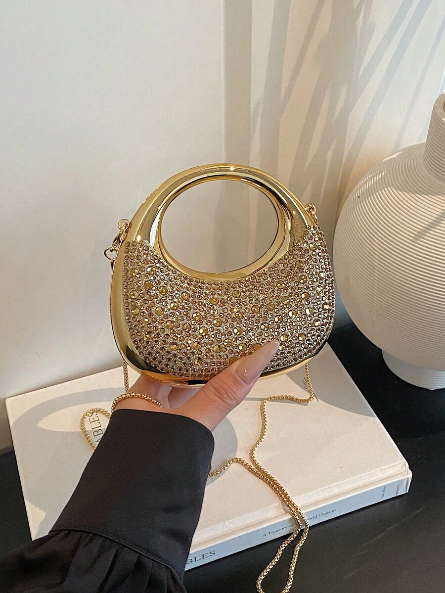 Nueva mini bolsa de acrílico, bolso de noche de moda con correa de cadena, bolso de hombro y bandolera - Dorado - Ver 1