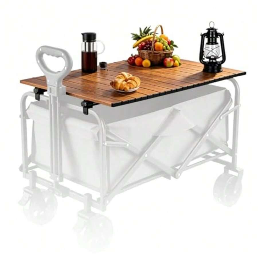 Metal Tabletop Board For Wagons Cart, Foldable Table 47"*24" Heavy Duty For Wagon, Alloy Board With Load Capacity 68LBS, Camping Essential And Gear For Outdoor Party With Family And Friends - Woody - View 1