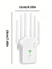 ONEEKA Wireless Repeater Wifi Signal Booster, High Speed And Stability, Signal Through Walls, 300M Single Frequency, 6 Antenna Strong Signal Router - 白色-普通版 - 查看 5