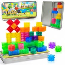 35/75pcs Transparent Magnetic Building Blocks Set, Kids Magnetic Puzzle Blocks, Portable Travel Toy, Rainbow Magnetic Cubes, Educational Toy For Boys And Girls, Random Colors - 彩色 - 查看 10
