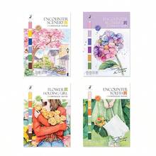 附刷子水彩著色本，預裝水彩紙素描本，卡通插畫塗鴉書，獨特圖案，適合藝術繪畫與創意表達 - 彩色 - 查看 6