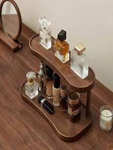 1 Vintage Solid Wood Desktop Organizer – Premium, Multifunctional 2-Tier Shelf; Suitable For Tea Cups, Water Glasses, And Coffee Mugs; Ideal For Kitchen Storage, Seasoning Racks, Cosmetics Organization, And Home Decor/Display. - Multicolor - View 7