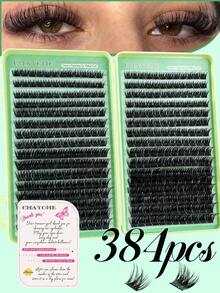 CMAYOME 320/384/448簇捲翹 10-16mm 高溶解度高容量假睫毛，放大眼睛，適合各種眼妝，含配套工具，適合初學者，獨家款，旅行、日常通勤、節慶適用 - 彩色 - 查看 20