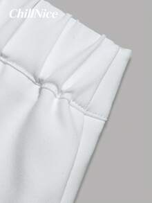 Bộ đồ phối nữ mùa hè thanh lịch màu trắng, áo quây cài nút trước & quần short thường ngày cho phong cách dạo phố và hẹn hò - trắng - Xem 4