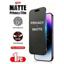 Matte Privacy Ceramic Screen Protector, Smooth Matte Surface, Clear Display, Waterproof And Shockproof, Compatible With Phone Cases, Privacy Protection Phone Accessory, Suitable For Daily Office Use, Compatible With 17 Pro Max/17 Pro/17 Air/17e/16 Pro Max/16 Plus/16/15 Pro Max/15 Pro/15 Plus/15/14/13/12/11. - Black - View 2