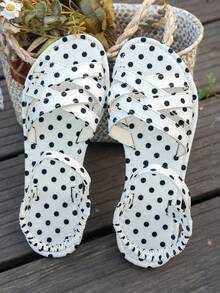 Wide Fit Women's Polka Dot Open-Toe Sandals, Plus Size 36-46, Soft Sole Comfortable Vacation Footwear - White - View 4