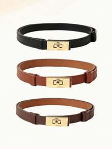 1 pièce Ceinture en cuir PU texturé croisé bohème, boucle dorée ajustable grande taille, convient pour jeans, tenues décontractées, vestes, jupes, usage quotidien - Verrouillage - Voir 12