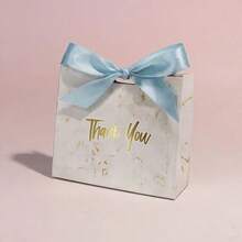 20pcs/50pcs Small Marble Pattern "Thank You" Gift Boxes, Marble Pattern Party Gift Boxes With Ribbon, Suitable For Weddings, Birthdays, Holiday Parties, Valentine's Day, Christmas, Mother's Day, Easy To Assemble, Finished Box Size: 11.5cm*4.5cm*10cm - View 9
