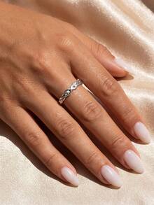 1pc 925 Sterling Silver Minimalist Versatile Infinity Twist Ring, Suitable For Women's Daily Wear, Party Gift, Holiday Gift, Exquisite Jewelry Gift - Antique Silver - View 4