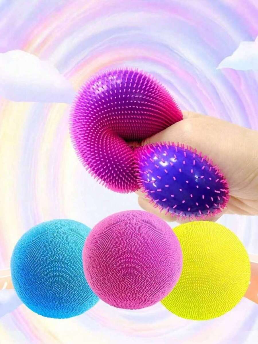 1pc Latest Trending Creative Fuzzy Color Changing Stress Ball Cute Squeeze Toy, Malt Squeeze Ball Soft Squishy Stress Relief Toy Gift (3 Random Colors, Chinese Or English Packaging Randomly Shipped, Identical Product)