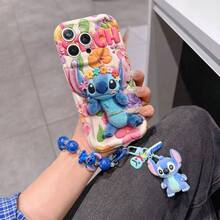 Disney Has Authorized, Phone Case - Chain Set, The Stitch Lilo & Stitch 3D Phone Case Plus A Silicone 3D Stitch Bracelet With Metallic Ring Removable Bracelet, Stitch And Angel Pattern, Compatible With Iphone17/16/15/14/13/12/11/XS/XR/X Plus Pro Max, A Stylish Cartoon Phone Case, The Perfect Gift Choice, Phone Protection, Durable Phone Cover, Great Gift For Friends And Family. - trắng - Xem 6