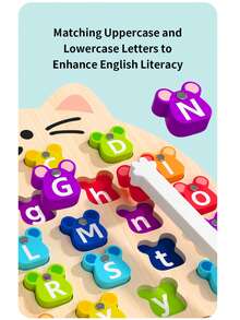 1 Set Wooden Cartoon Letter Matching Puzzle Board Baby Enlightenment Letter Learning Toy Children Educational Science Toy Children Brain Training Fun Blocks - Multicolor - View 6