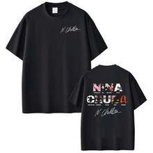 Camisetas Gráficas de la Gira del Álbum de la Cantante Nina Chuba 2025, para Hombre y Mujer, Estilo Hip Hop, Cuello Redondo, Algodón, Moda, Talla Grande, Manga Corta - Negro - Ver 2