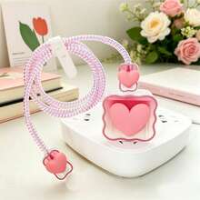 Gradient Single Wave Heart-Shaped Cable Protector, Prevent Breakage Compatible With Apple 18-20W Charger - Multicolor - View 6