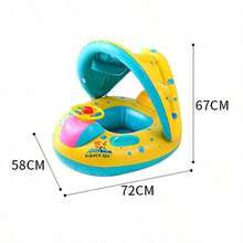 Summer Baby Sunshade Swim Ring With Fun Steering Wheel And Sound Horn, Baby Exclusive Seat Boat Design, Detachable Sun Protection Canopy, Suitable For Home Pool Water Play, Exercise Baby's Limb Coordination, Essential For Infant Swimming Beginners, Great Summer Water Play Gift Choice - Multicolor - View 4
