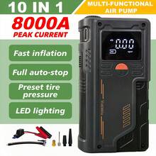 Car Emergency Jump Starter With Air Compressor, 150PSI Tire Inflator Pump, Digital Display, Tire Pressure Monitoring, 3-Mode LED Flashlight - Suitable For All Tires, Portable Jump Starter And Repair Tool/Travel Road Supplies - Emergency Starter Air Pump - View 13