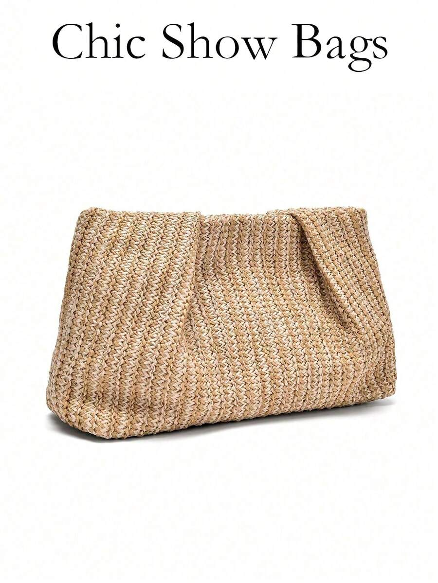 1pc Rainbow Woven Clutch Bag, Minimalist Fashion Suitable For Casual Daily Use