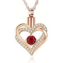 Cremation Jewelry Heart Urn Necklace For Ashes For Women Gilrs Memorial Keepsake Birthstone Pendant - Rose Gold-red - View 1