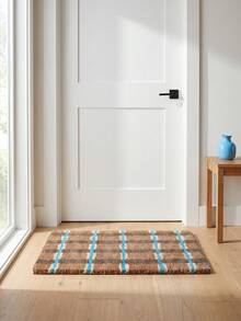 1 Piece Retro Brown And Blue Checkered Bathroom Floor Mat, Made Of Imitation Cashmere Material, Machine Washable, Soft And Fluffy Carpet Suitable For Bathroom, Kitchen, Entrance And Other Areas, Retro Style Home Decoration - A - View 4