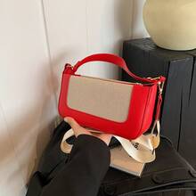 Bolso de Cuero Genuino para Mujer, Elegante Bolso de Mano y de Hombro para Oficina, Citas y Fiestas 2026, Diseño Personalizado, Moderno y a la Moda, Nuevo, con Solapa Simple, Patchwork, Bolso Pequeño Cuadrado de Color en Contraste para Mujer, Bandolera y de Hombro. - Azul - Ver 9