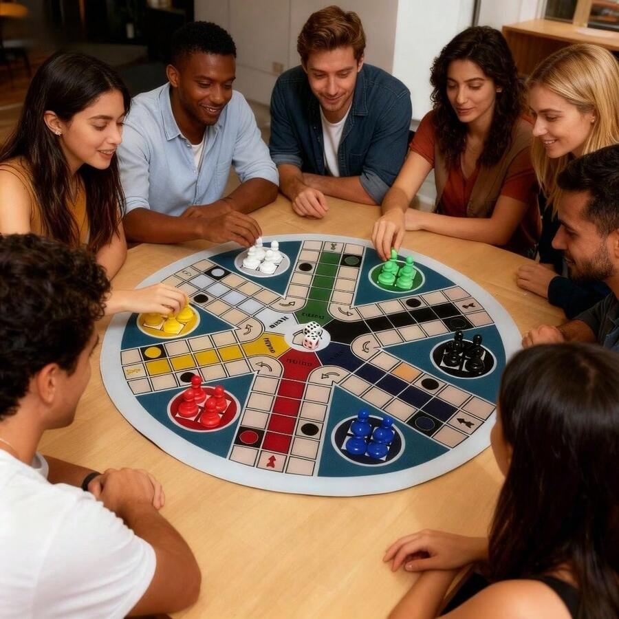 6人經典飛棋桌遊毯,快節奏多人互動遊戲墊,厚實耐用材質,抗折疊抗撕裂,適合節日派對、家庭聚會、休閒團隊建設,多功能娛樂用品,增進與親友互動,適合各年齡層的休閒教育桌遊毯(不含棋子) - 彩色 - 查看 1