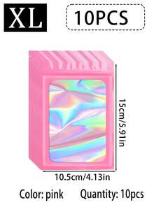 100/10pcs Transparent Holographic Bags, Odor-Proof Packaging Bags, Sealed Bags, Polyester Film Food Storage Bags, Zipper Sealed Bags, Polyester Film Holographic Resealable Bags, Suitable For Party Foods, Jewelry, Etc. - Multicolor - View 32