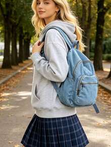 2026 New Minimalist And Versatile Solid Color Corduroy Backpack For Women, Adjustable For Daily Use, School And Travel, Gift - Perunggu - View 3