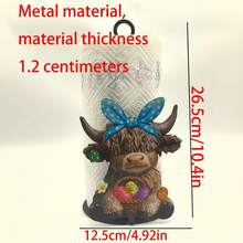 Giá đựng giấy vệ sinh hình bò cao nguyên bằng gang đúc 10,6 inch - Không cần khoan, gắn nổi, trang trí ngày lễ, thích hợp cho nhà bếp, phòng tắm và tiệc tùng, kết cấu sắt chắc chắn, quà tặng Lễ Tạ ơn, quà tặng Ngày của Mẹ. - Màu xanh lam - Xem 10