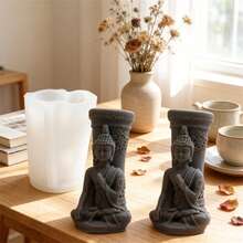 3D Buddha Statue Silicone Candle Mold, Meditation Buddha Figurine Resin Casting Mold, DIY Aromatherapy Candle Making Mould For Home Decor - Buddha - View 3