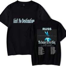 Russ Rapper AIN'T NO Destination T-Shirt Merch Crewneck Unisex T.Rend Casual Short Sleeve Top - 黑色 - 查看 1