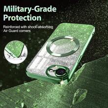 1pc Hadaasi Military Green Electroplated Magnetic Gradient Rhinestone Paper Brushed Space Case With Built-In Lens Protector Film Protective Case + Glitter Paper 2-In-1 Ultra-Thin Phone Case Compatible With Apple 17E/17Pro/17ProMax/Air/17/16Pro/16ProMax/16Plus/16/15Pro/15ProMax/15Plus/15/14Pro/14ProMax/14Plus/14/13Pro/13ProMax/13/12Pro/12ProMax/12/11ProMax/11/11Pro - Army Green - View 7