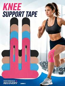 Pre-Cut Knee Support Athletic Tape, Knee Support & Stability, Waterproof, Sweat-Resistant, Breathable, Hypoallergenic, Latex-Free Elastic Sports Tape, Suitable For Active Sports - Multicolor - View 1
