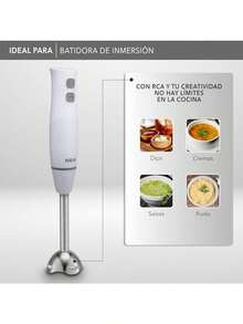 RCA Batidora de Inmersión RC-1204 con Cuchillas de Acero Inoxidable Velocidad Variable Función Turbo Diseño Ergonómico Accesorios para Picar y Batir Ideal para Cocinas Elegantes Color Blanco. - BlancoGris - Ver 7