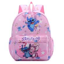 Stitch & Angel Travel Backpack - Pink Nylon, Fashionable Color Contrast Zipper, Ideal For Back To School Season & Travel Essentials, Gift Bag, School Backpack | Playful Design | Daypack, Kawaii Stitch Backpack - Multicolor - View 12