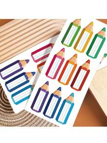 10pcs/1pc Colored Pencil Shaped Self-Adhesive Labels, Decorative Accents For Birthday Party, Wedding, Graduation Celebration, Theme Party, Anniversary And Vintage Events - One Size Fits All - View 4
