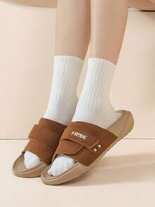 Adjustable Hook And Loop, Breathable, Shock-Absorbing, Soft And Comfortable Slippers For Men And Women, Suitable For Daily Wear And Play In Summer. - Classic Mocha Yellow - View 12