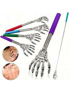 4/2/1-Piece Retractable Back Massager, Portable Retractable Massage Tool, Handheld Skull Design, Multi-Colored Handle, Ideal Accessory For Relaxation And Massage At Home, In The Office, And While Traveling.Back To School Season, Halloween, Christmas - One Size Fits All - View 1