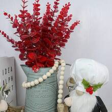 5/10/30pcs Artificial Eucalyptus Leaves Stems, Faux Eucalyptus Branches For Wedding Bouquets, Home Decor, Spring/Summer Decoration - Burgundy - View 3
