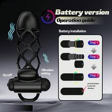 Vibrating Penis Sleeve Cock Ring Penis Extender Enlarge Cock Cage Male Sex Toys Couple Vibrator With 10 Vibration Modes Increases Orgasm Longer Harder Stronger Erection Adult Sex Toys For Men - one-size - View 6