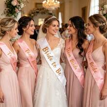 1 Set Of Champagne Pink Sashes With Rose Gold Glitter Lettering, A Unique Bridesmaid/Bridesmaid Belt For Bachelor/Bachelorette Parties, Bridal Parties, Weddings - Multicolor - View 4