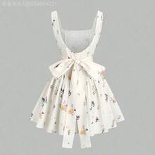 MewMuse. Vestido mini para mujer de alta gama, de estilo retroamericano, con estampado floral, espalda descubierta, corte slim, plisado, cuello asimétrico sin mangas y lunares - Azul y blanco - Ver 9
