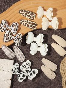 16pcs Assorted Solid Color + Leopard Print + Plaid + Polka Dot Hair Clips, Gentle On Hair, Fresh Macaron Style, Suitable For Spring/Summer Daily/School Looks - Mixed color - View 8