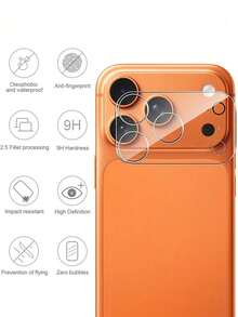 BOLLYMORE 2pcs Tempered Glass Camera Lens Protector Compatible With Iphone 17 Pro Max, High Definition Transparent Anti-Scratch Protective Film, Compatible With IPhone Air 17 Pro Max 16 16Pro 16Promax 15 14 13 12 11 Camera Lens, 9H Hardness, Suitable For Daily Protection, Office, Home Use Lens Protector, Waterproof, Anti-Fall, Anti-Scratch Phone Camera Lens - Black - View 2