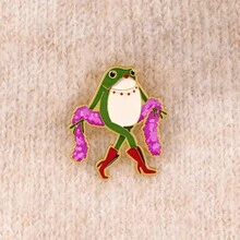 Cute Frog Enamel Brooch, Fashion Lapel Pin Badge, Backpack & Clothing Accessory, Animal Jewelry, Gift For Friends - Green - View 8
